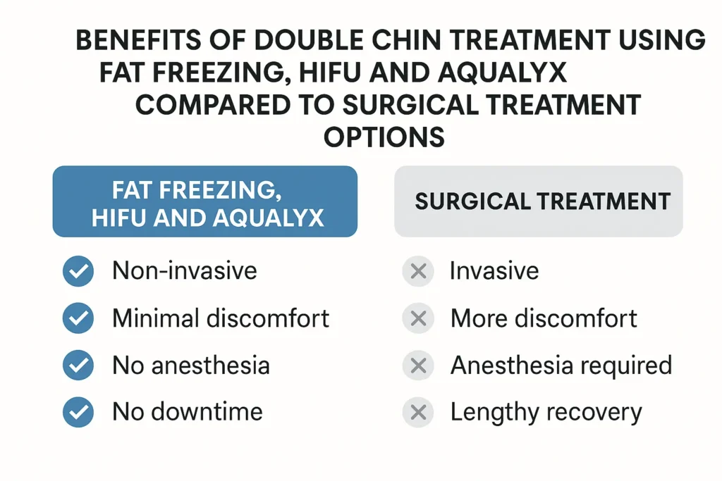 Graphic about the benefits of double chin treatment Lowestoft - from LA LIPO