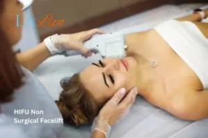 Woman having Hi-Fu to reduce wrinkles Lowestoft.