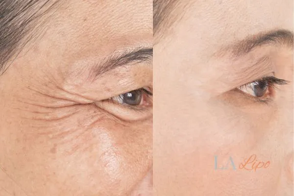 Before and after results of woman - HI-fu wrinkles reduction treatment Lowestoft
