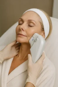 Woman receiving HIFU non surgical facelift treatment Lowestoft