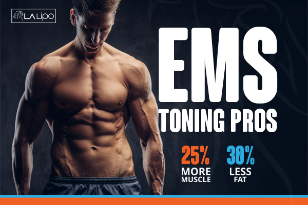 Graphic of man with toned body showing the benefits of LA-EMS Body Sculpting Lowestoft treatment